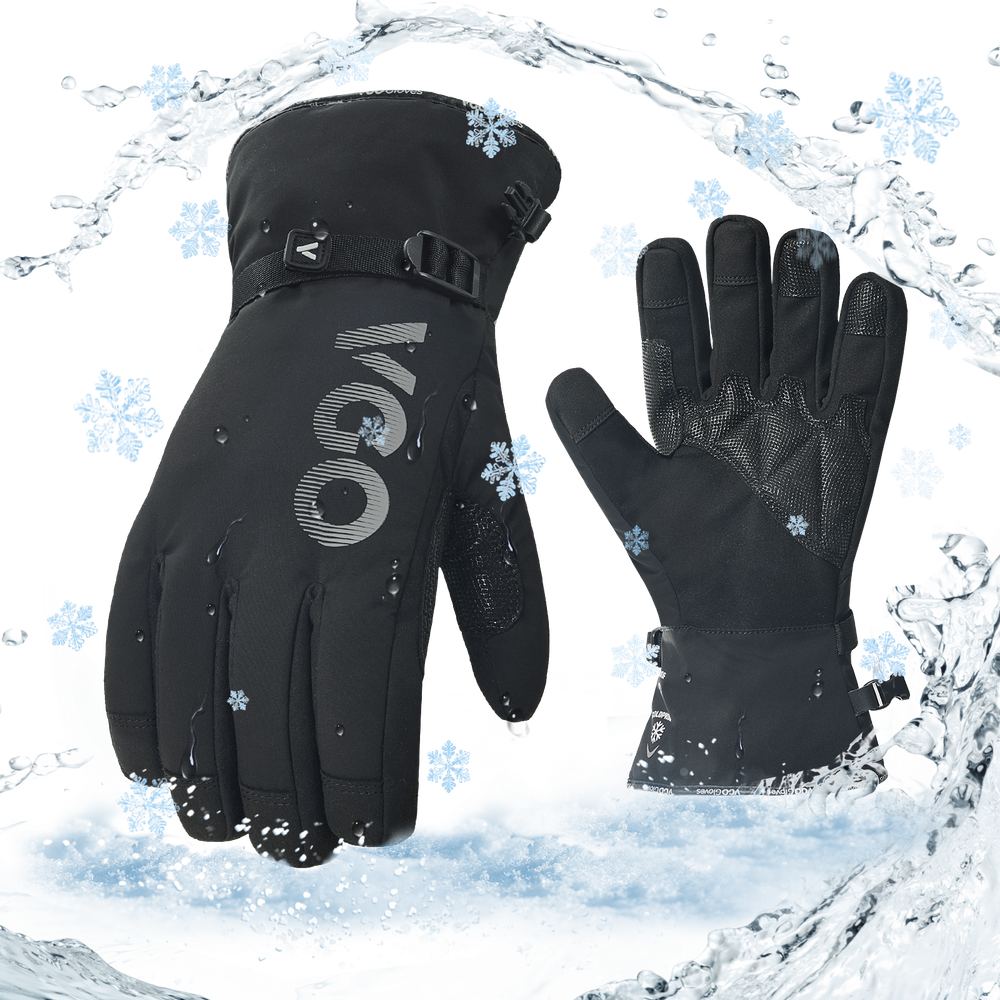 Vgo 1Pairs -4℉ Lined Touchscreen Waterproof Winter Work Gloves (SL7761FLWP-BLA)