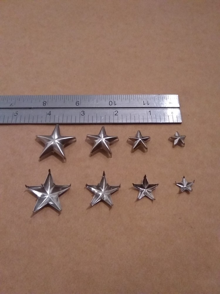 Nickel (Solid Brass) Star Spots / Studs For Leather