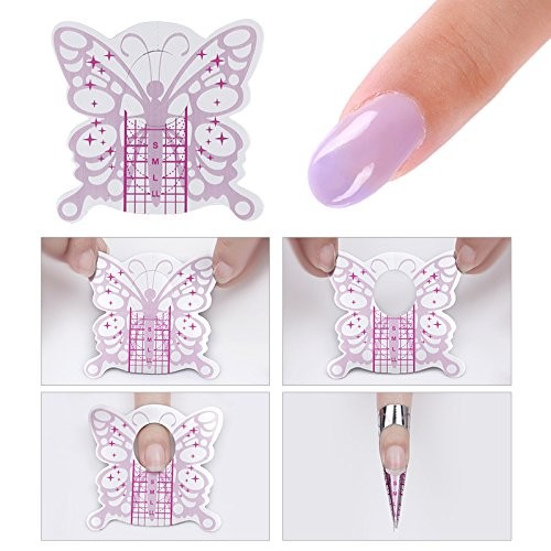 100Pcs Nail Forms Acrylic Extension Guide Sticker Butterfly