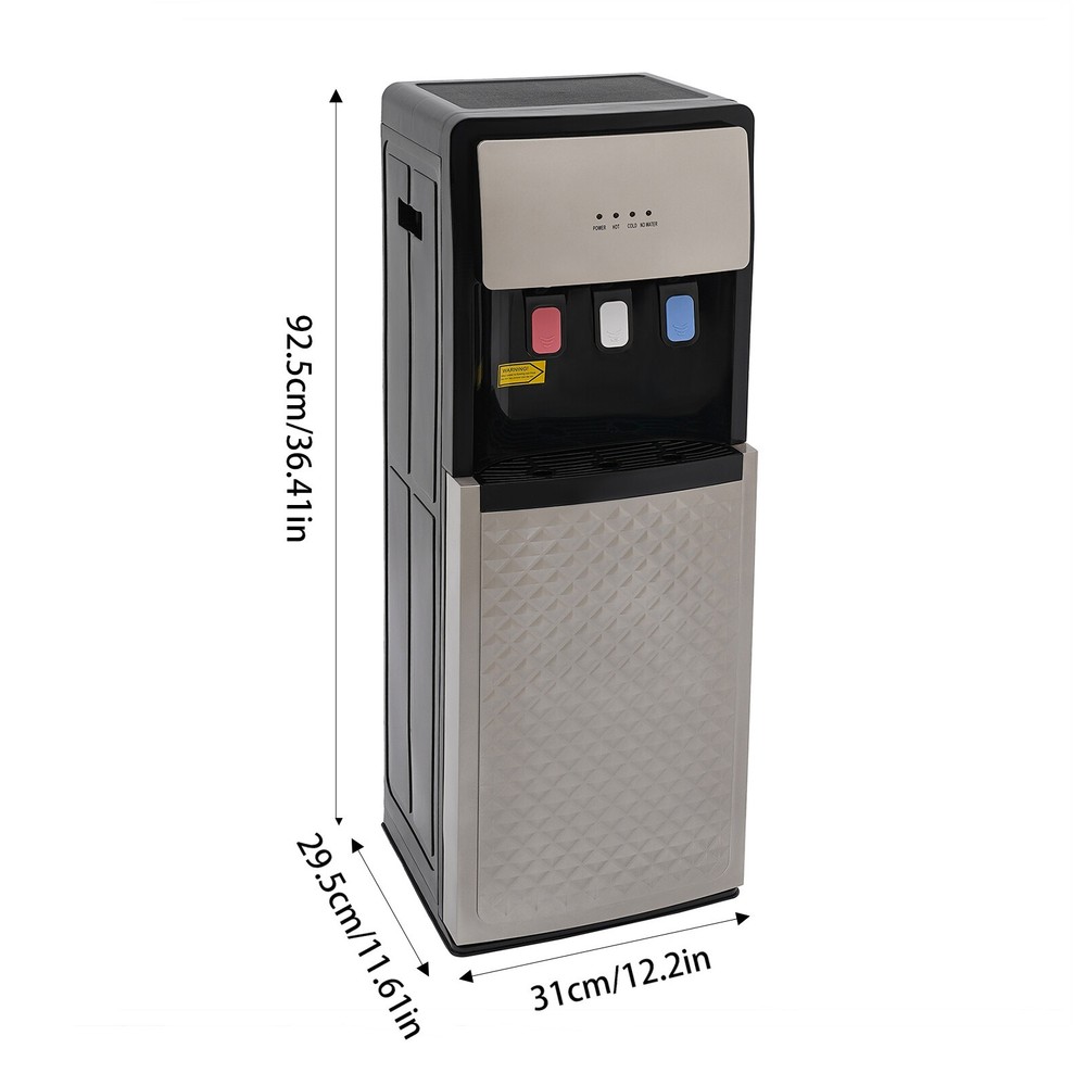 Bottom Loading Water Cooler Water Dispenser 3 Temperature Settings Silver Grey