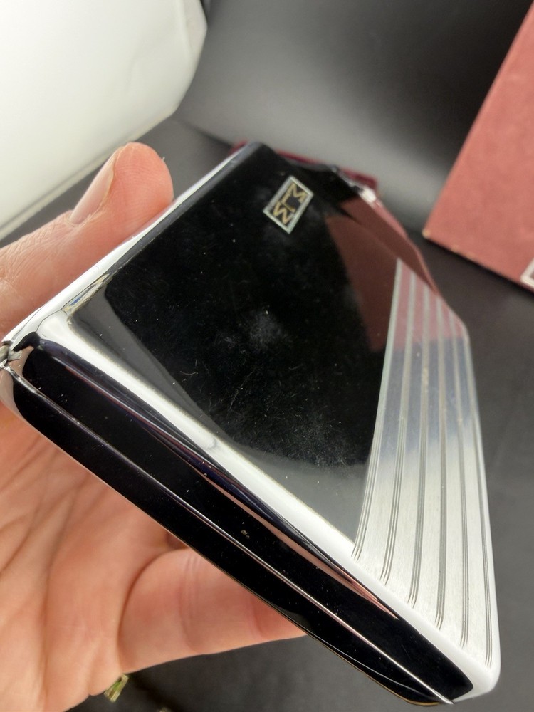 Ronson Mastercase Cigarette Case Lighter Combo Black Enamel Art Deco UNTESTED