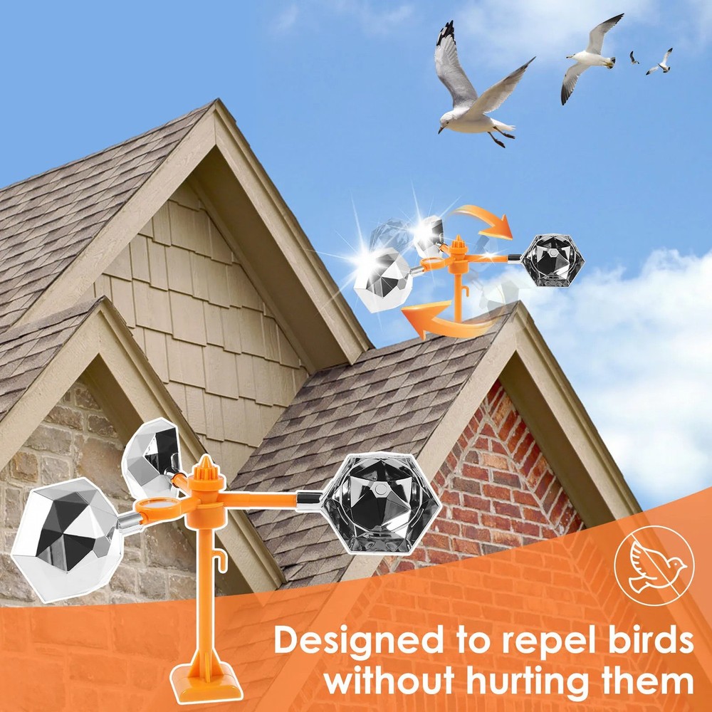 Bird Deterrent Device Outdoor Reflective Rotating Wind Powered Bird Scarer