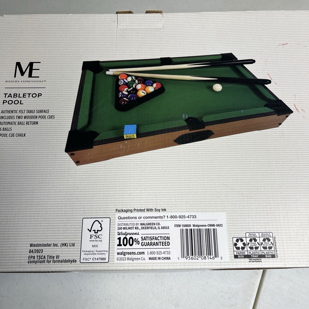 Modern Expressions 20" Tabletop Pool Table Mini Pool Table