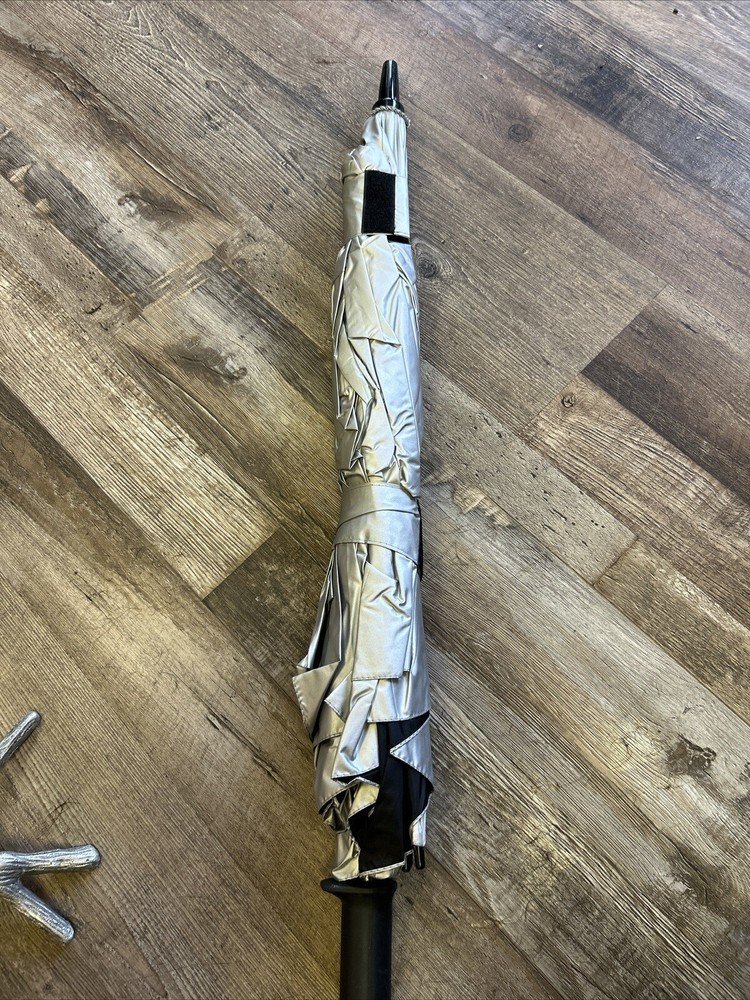 Ping Golf Golfing Mibrella Umbrella Large Silver Full Size Long Grip Handle