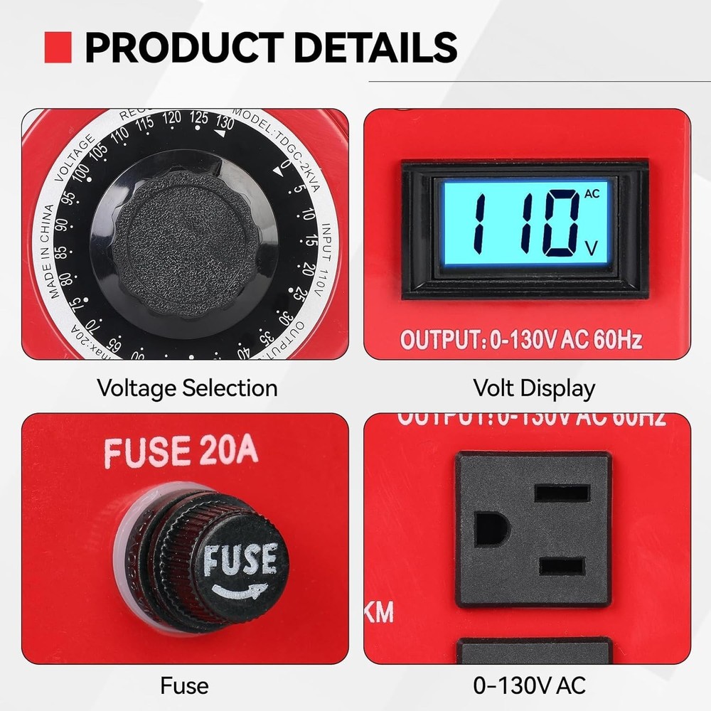 2000VA Variable AC Power Supply Voltage Transformer Voltage Regulator Transfo...