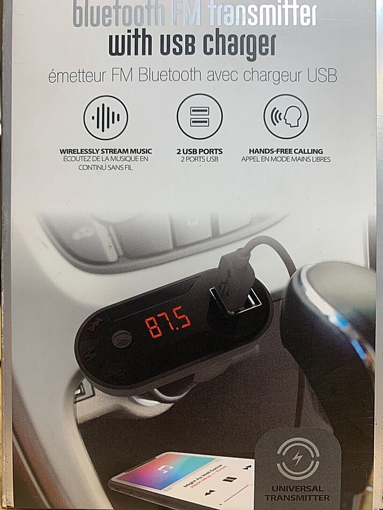 Universal Bluetooth FM Transmitter + USB Car Charger