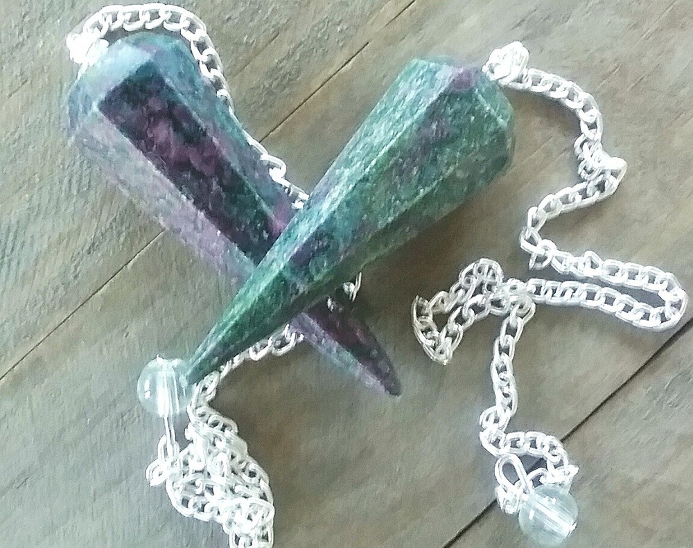 RUBY KYANITE PENDULUM, CRYSTAL DOWSING PENDULUM, KYANITE WITH RUBY, DIVINATION
