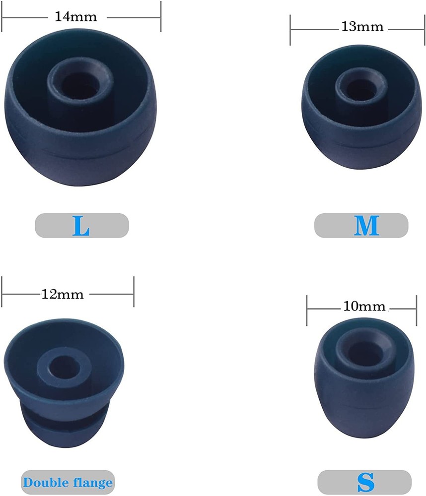 Replacement Eartips Silicone Earbuds Buds Set Earplug large, Navy Blue