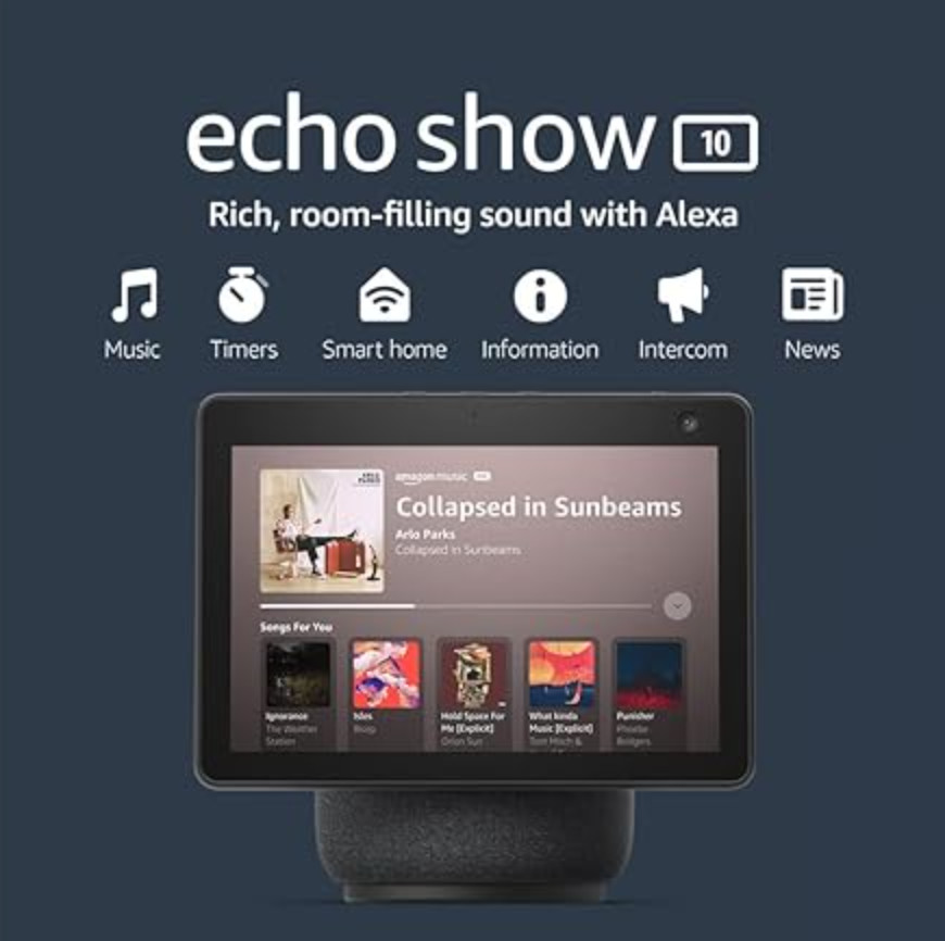 (NEW) Amazon Echo Show 10 (3rd Gen), HD smart Display Charcoal