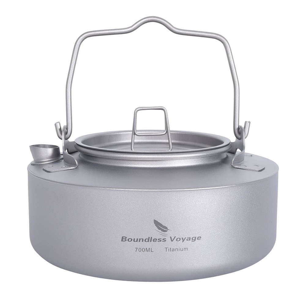 Boundless Voyage Camping Single-Layer Coffee Cup & Titanium Kettle with Foldi...
