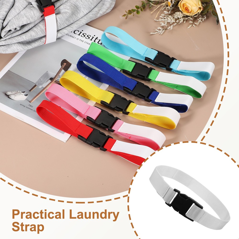 2 Pcs Multipurpose Laundry Strap with Buckle, White