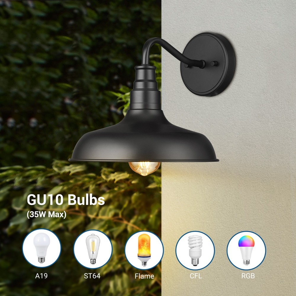 DEWENWILS 2 Pack Industrial Gooseneck Barn Light Wall Light Lantern Sconce