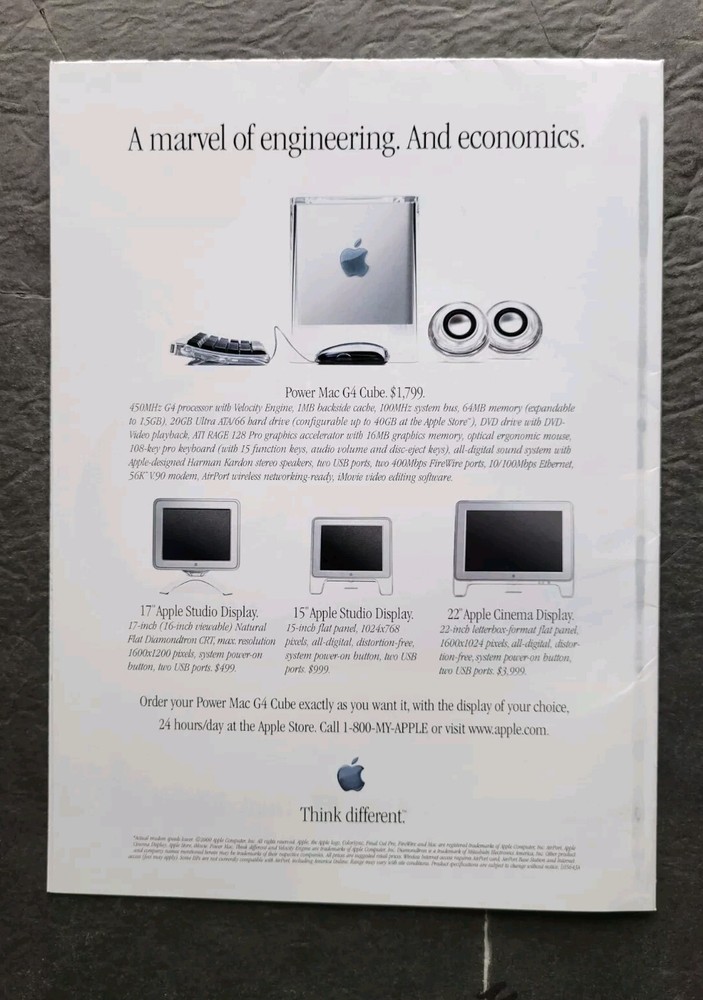 Apple Power Mac G4 Cube Computer Promo Poster Ad Magazine Insert 2000