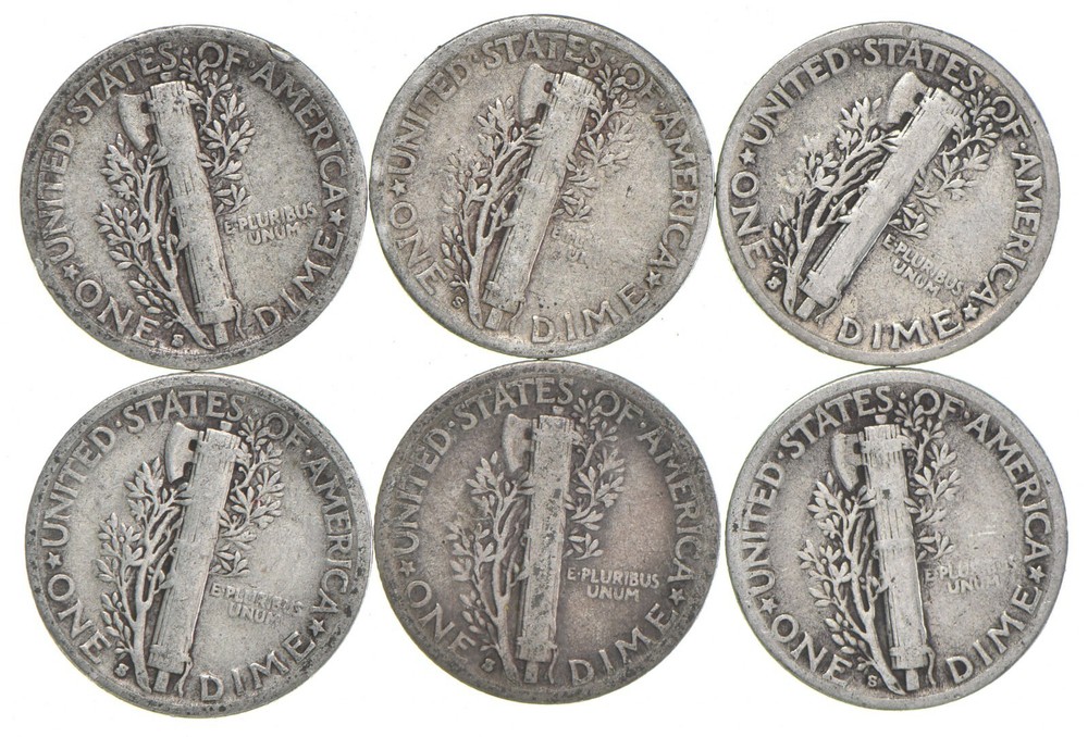 VG+ 1929-S Mercury 90% Silver Dime