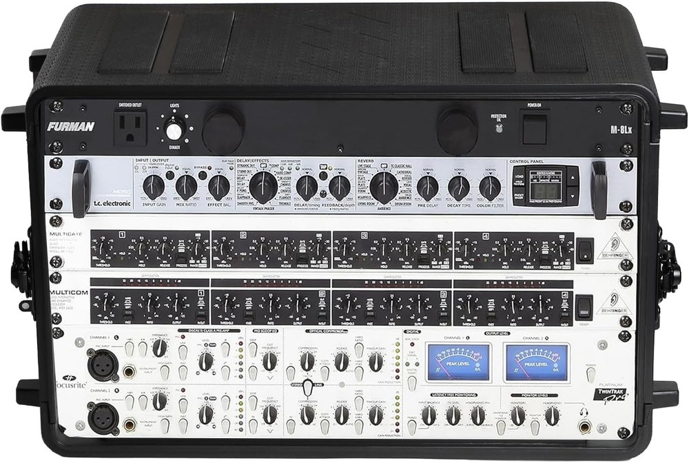 6U Rack Case 19" Rackmount Flight Cases Portable Carry w/Microphone Compartments