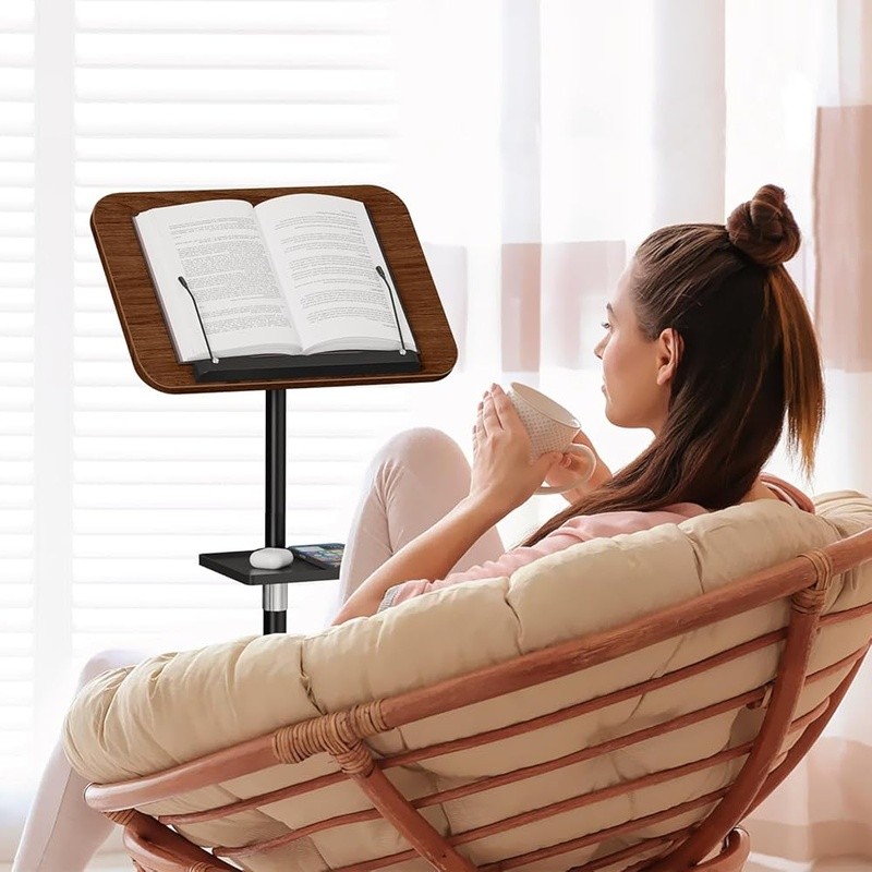 Height Adjustable Book Stand W/ Removable Tray Tablets Laptops Music Reading New
