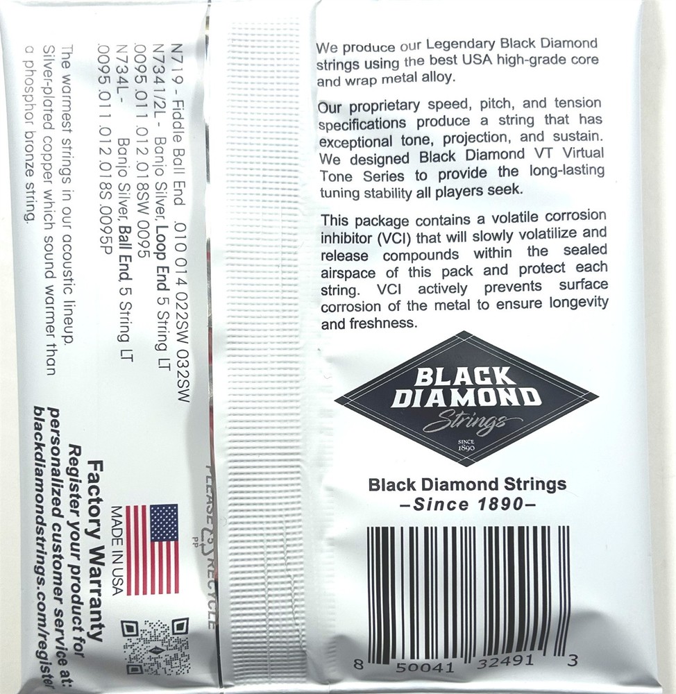 Black Diamond Banjo Strings 3 Sets 5-String Light Ball End N734L