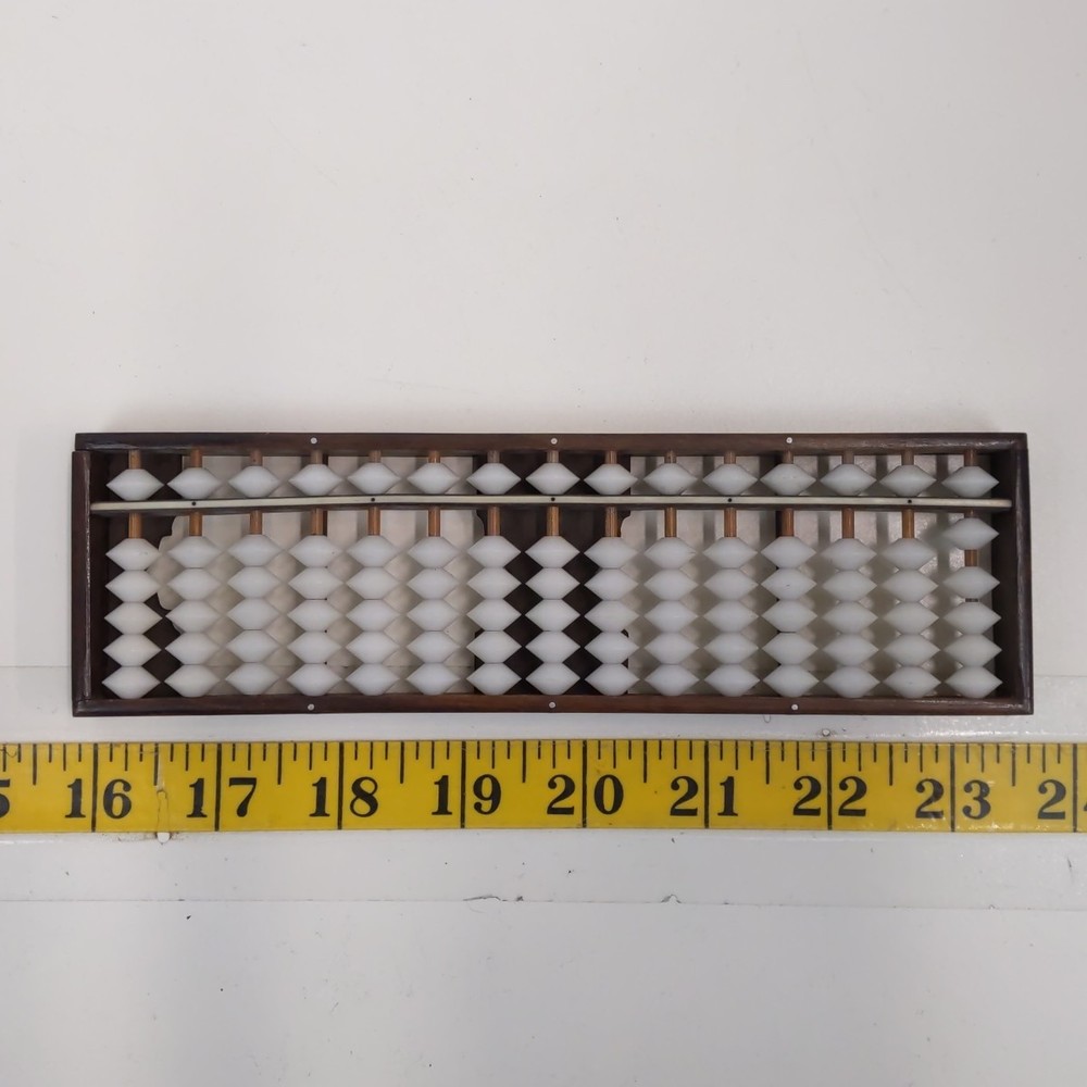 Vintage Chinese Plastic Abacus White Beads Counting Frame Math Tool Decor