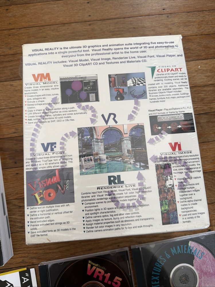VR Visual Reality by Visual Software Inc Big Box PC / IBM Microsoft Windows CIB