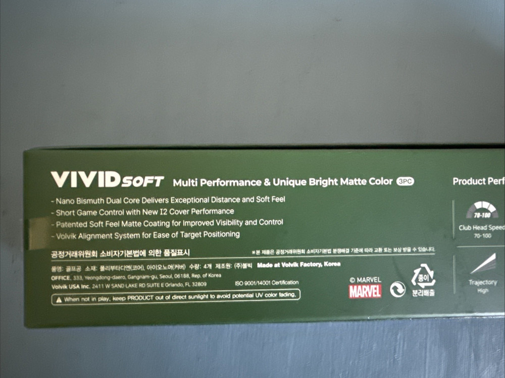 Volvik Vivid Soft Marvel Golf Balls Set Pack Green HULK