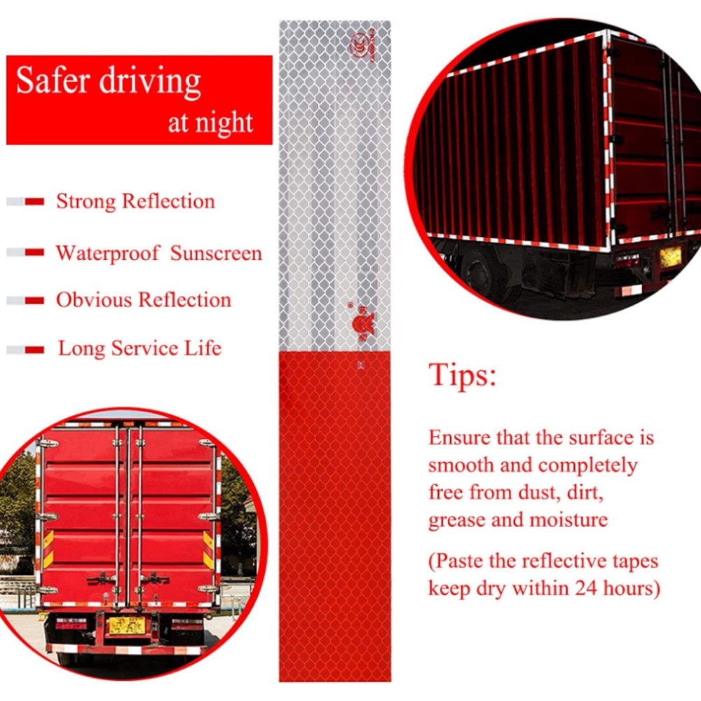 SICILAMIU Reflective Tape, 2" × 12" × 20 Pack × × 20 Pack, Red