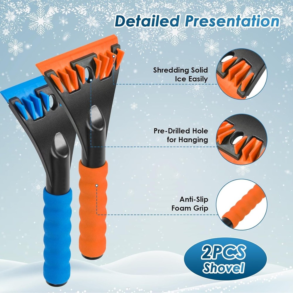 Ice Scraper for Car Windscreen 2 PCS No Scratch Dual-Edge Functionality