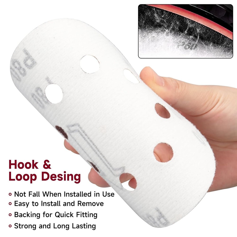 8-Hole 5" 400 Grit Sanding Discs - 100 Pack Hook & Loop for Clean Workspaces