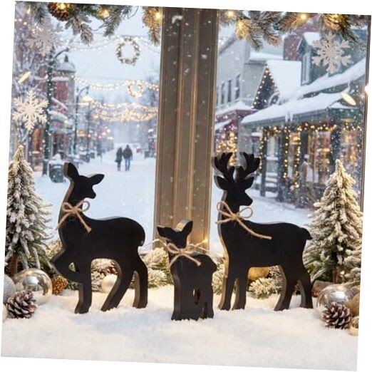 Faccito 3 Pcs Christmas Table Decorations Centerpieces Rustic Deer Reindeer