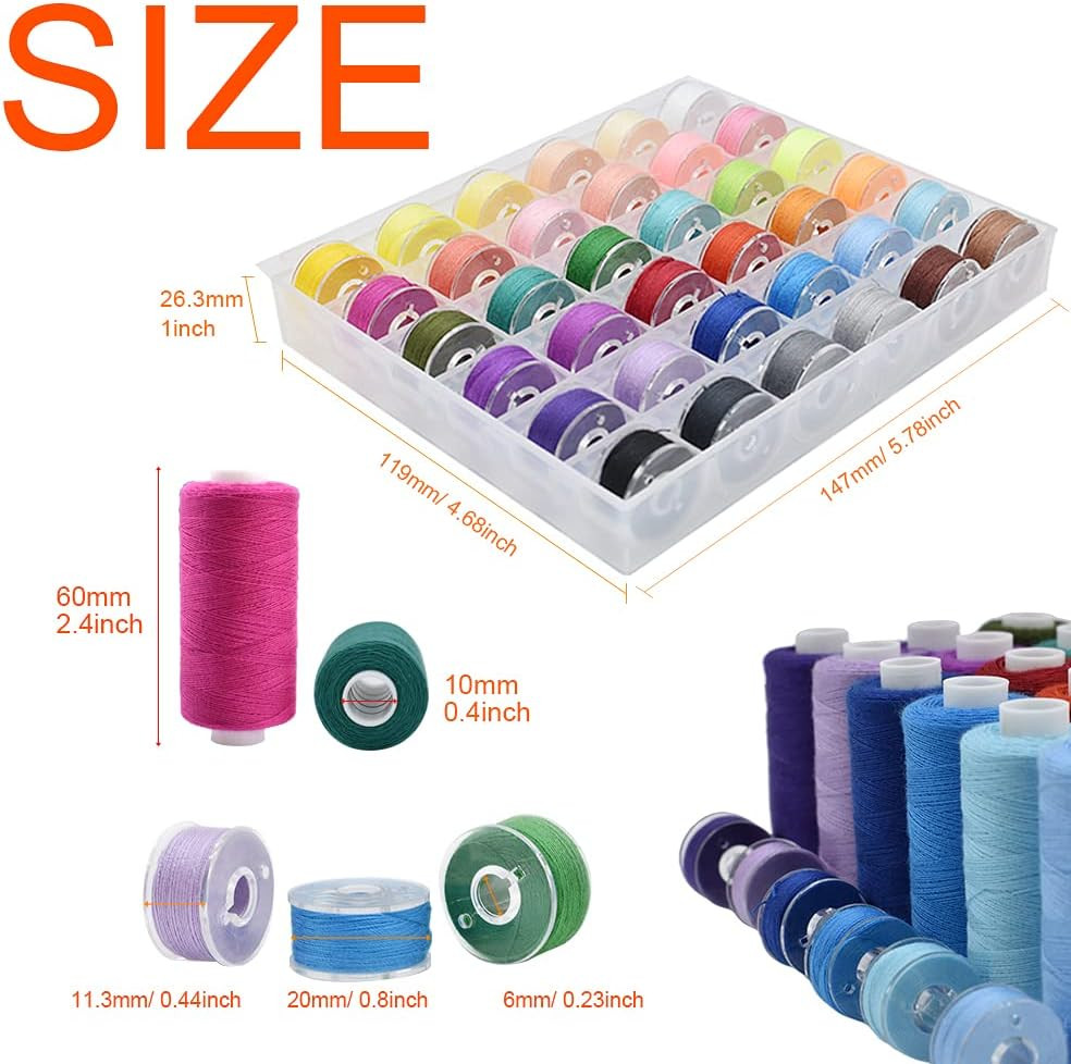 72Pcs 36 Colors Prewound Bobbins and Thread Spools for Hand & Machine Sewing, Em