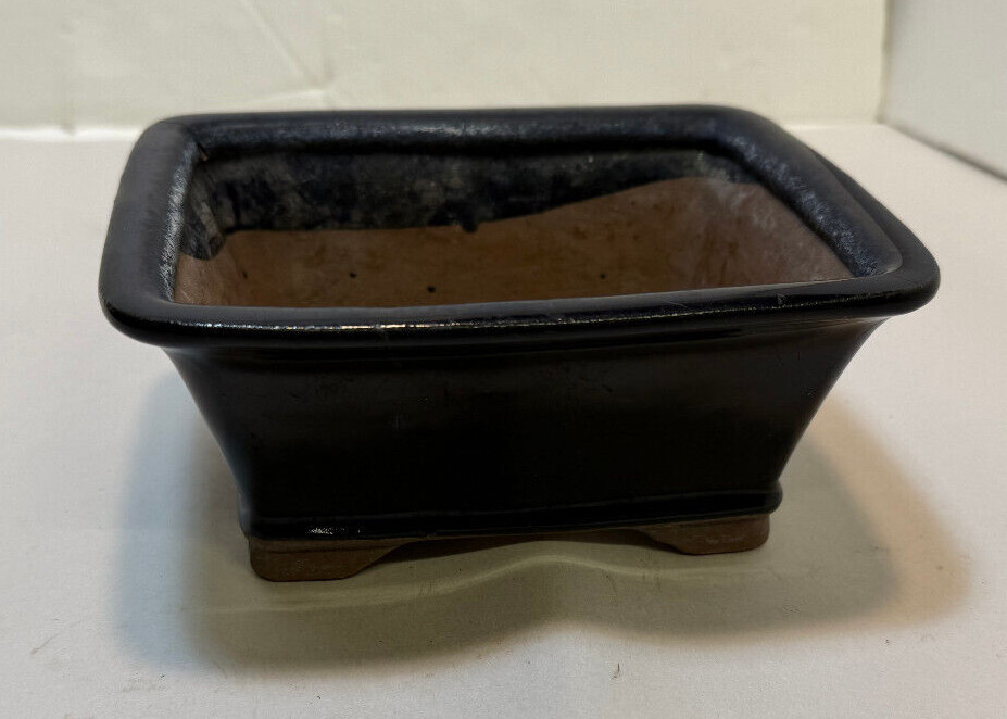 Dark Blue 6" X 4" Ceramic Bonsai Pot