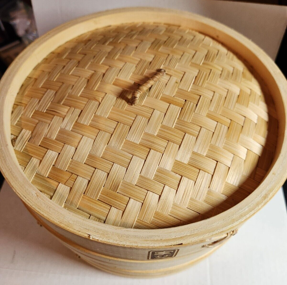 Bamboo Steamer Basket 2 Tiers 10" Diameter