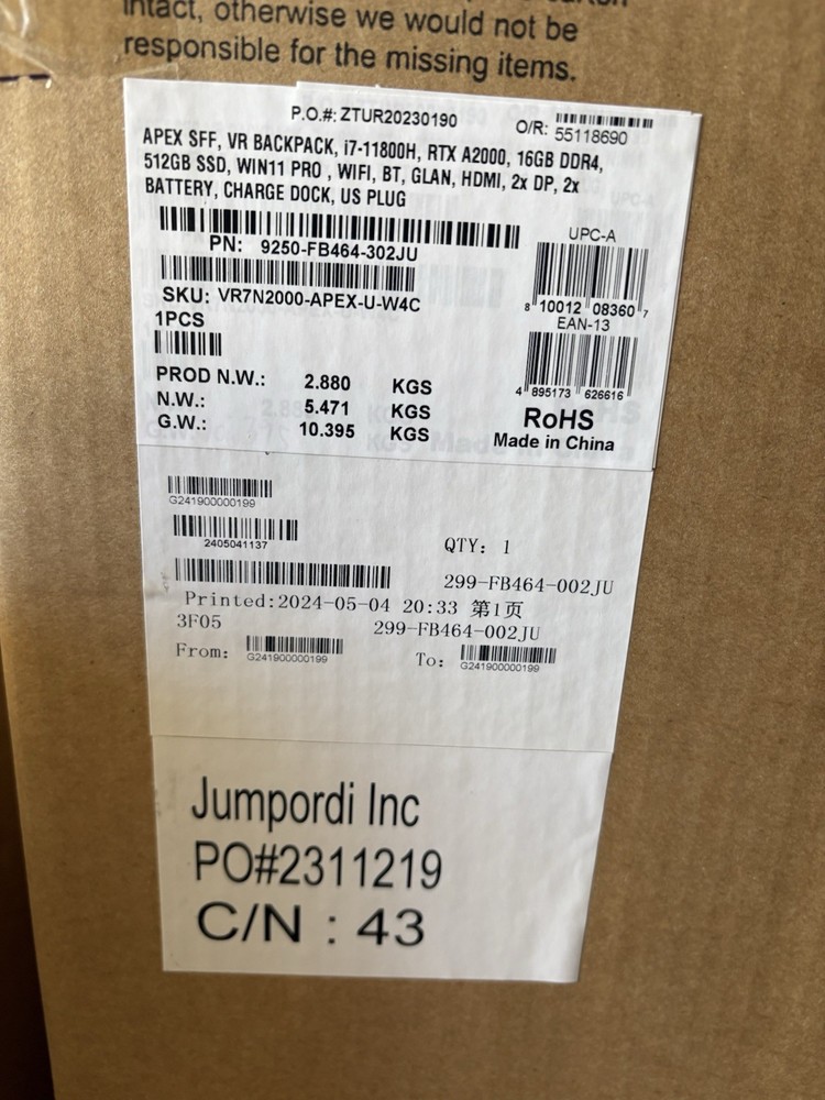 ZOTAC VR BACKPACK NEW IN BOX