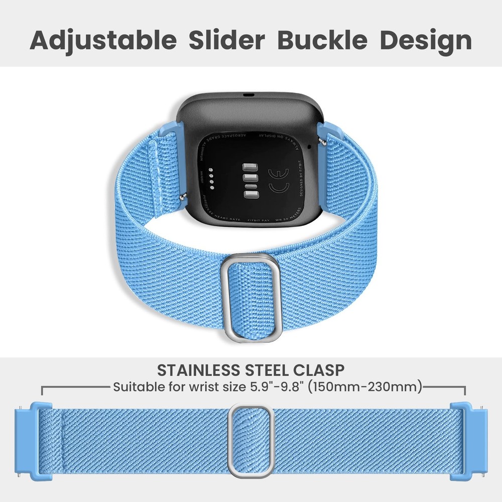 8 Pack Elastic Bands With Fitbit Versa 2/Lite/SE for Men, Adjustable Stretchy...