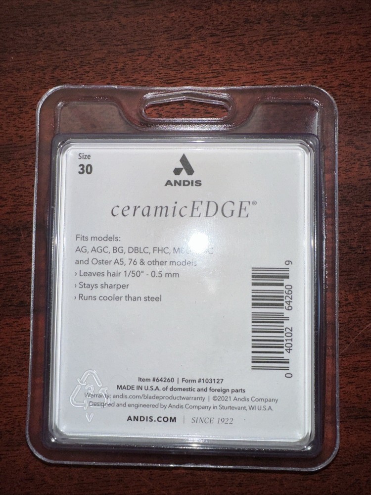 Andis Ceramic Size 30 Ceramic Edge Clipper Blade 64260