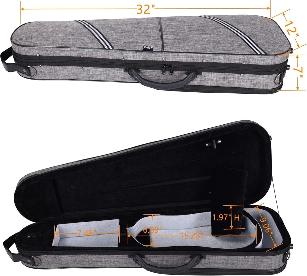 Aileen CSV502 Basic Professional 4/4 Full Size Violin Case Triangular Hard Shell