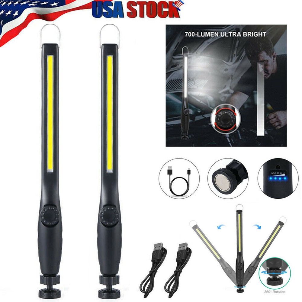 Magnetic Work Light USB Rechargeable Flashlight Handheld/Hanging Workshop Torch