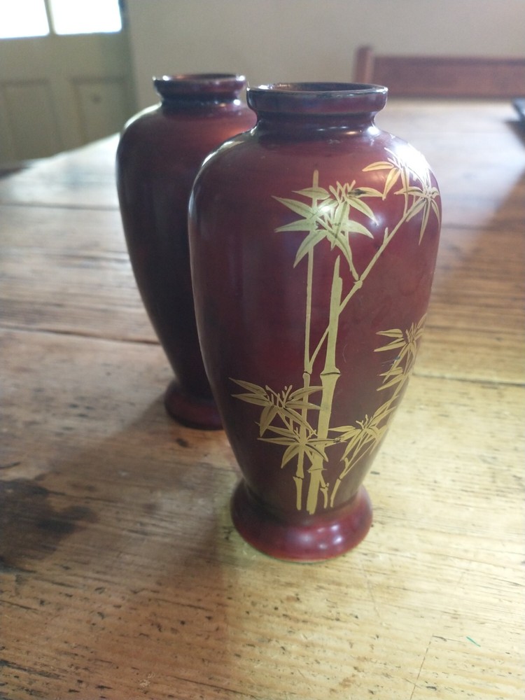 Antique japenese lacquered vases