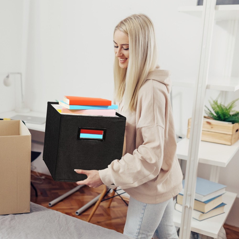 Superio Fabric Organizing Bin, 11" Black Fabric Cube 4-Pack