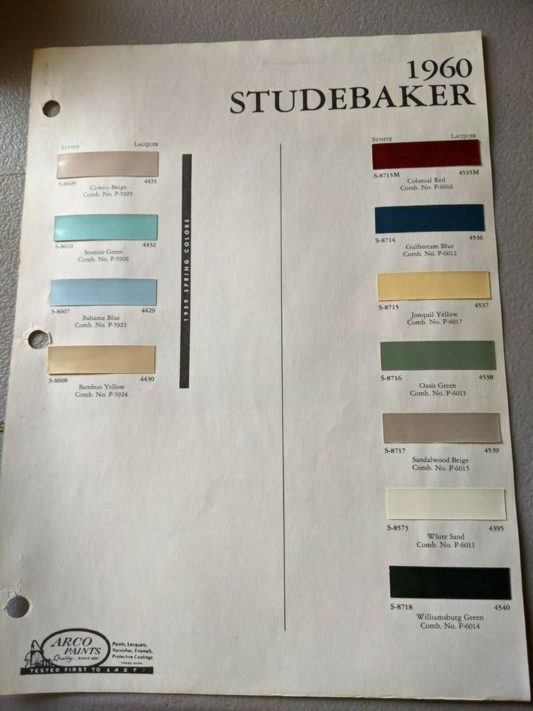 1960 Studebaker Paint Colors