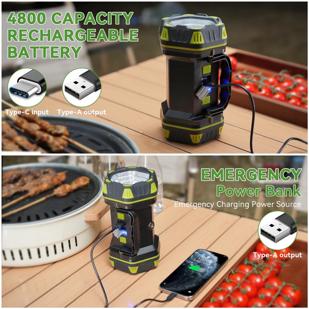 AlpsWolf 2 Pack Camping Lantern Rechargeable, LED Flashlight, Green