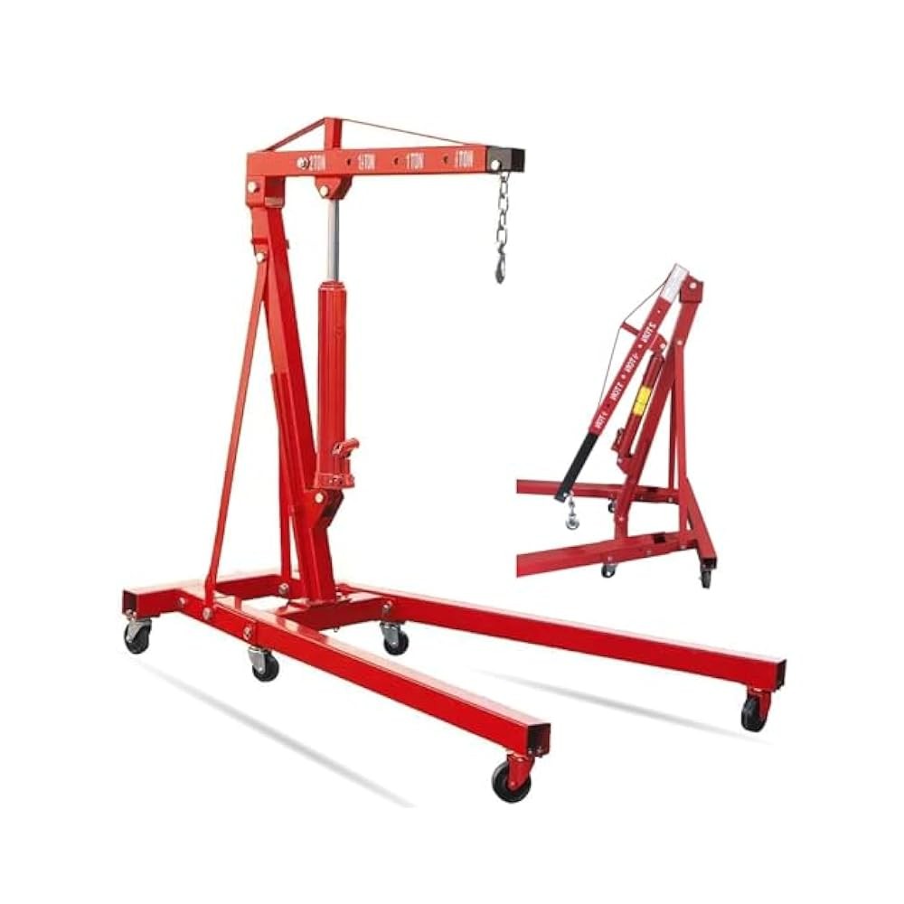 2 Ton Engine Hoist with 4 Load Settings, Foldable Design for Easy Storage