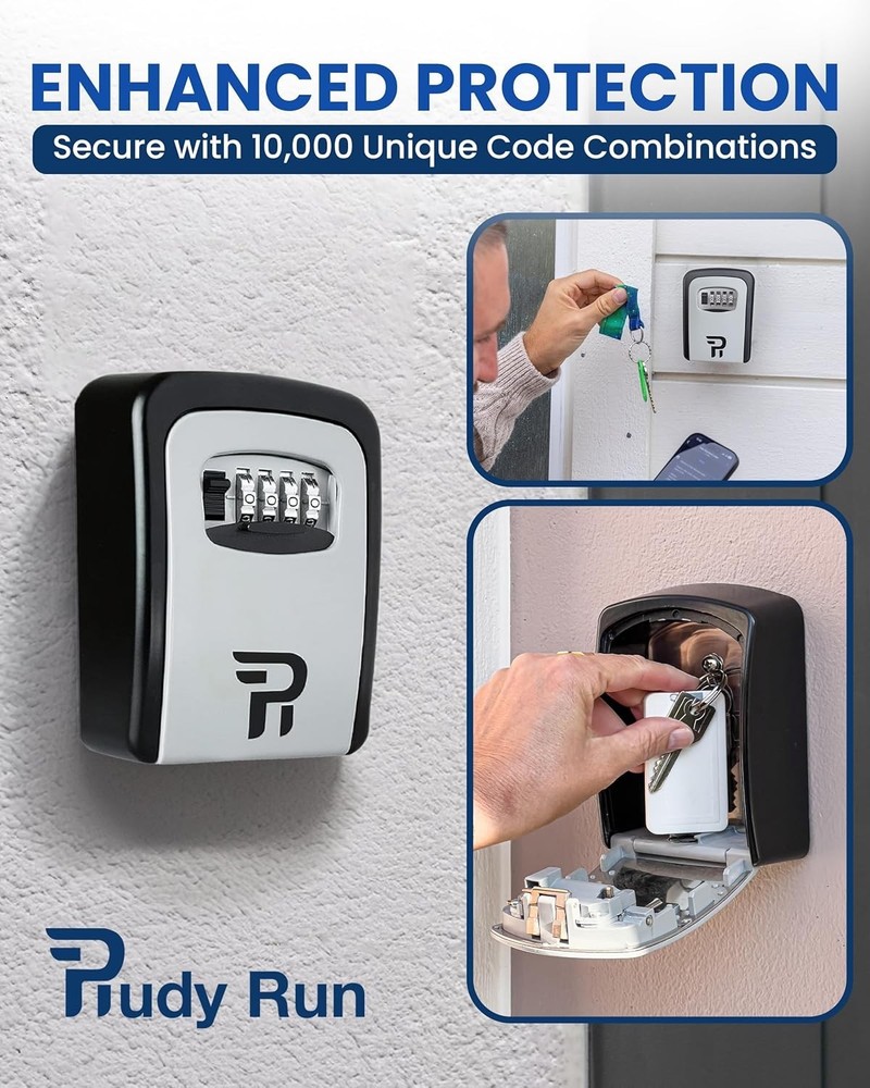 Key Lock Box for Outside – Large Outdoor Lockbox for Keys with Code, 4-Digit ...