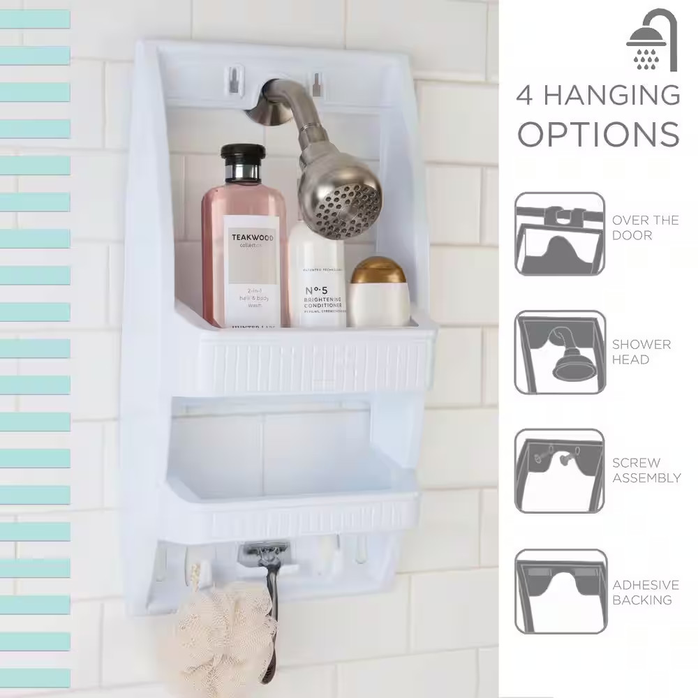 Multi Hanging Option Shower Caddy in White