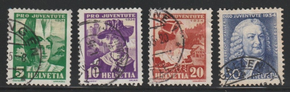 Switzerland    1934    Sc # B 69-72    Used   (u2    $22)