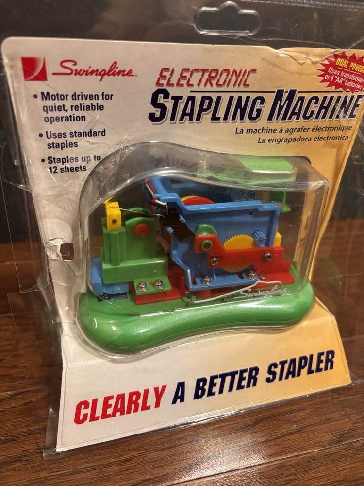 1990s Vintage Swingline CLEAR STAPLER Electronic Stapling Machine NIB Modern MOD