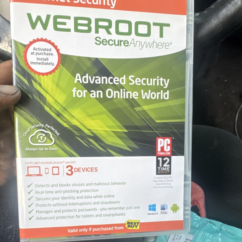Webroot SecureAnywhere Internet Security 3-Device DVD for Windows/Mac/Android