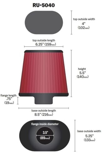 High-Flow Original Lifetime Universal Clamp-On Air Filter: High Performance,