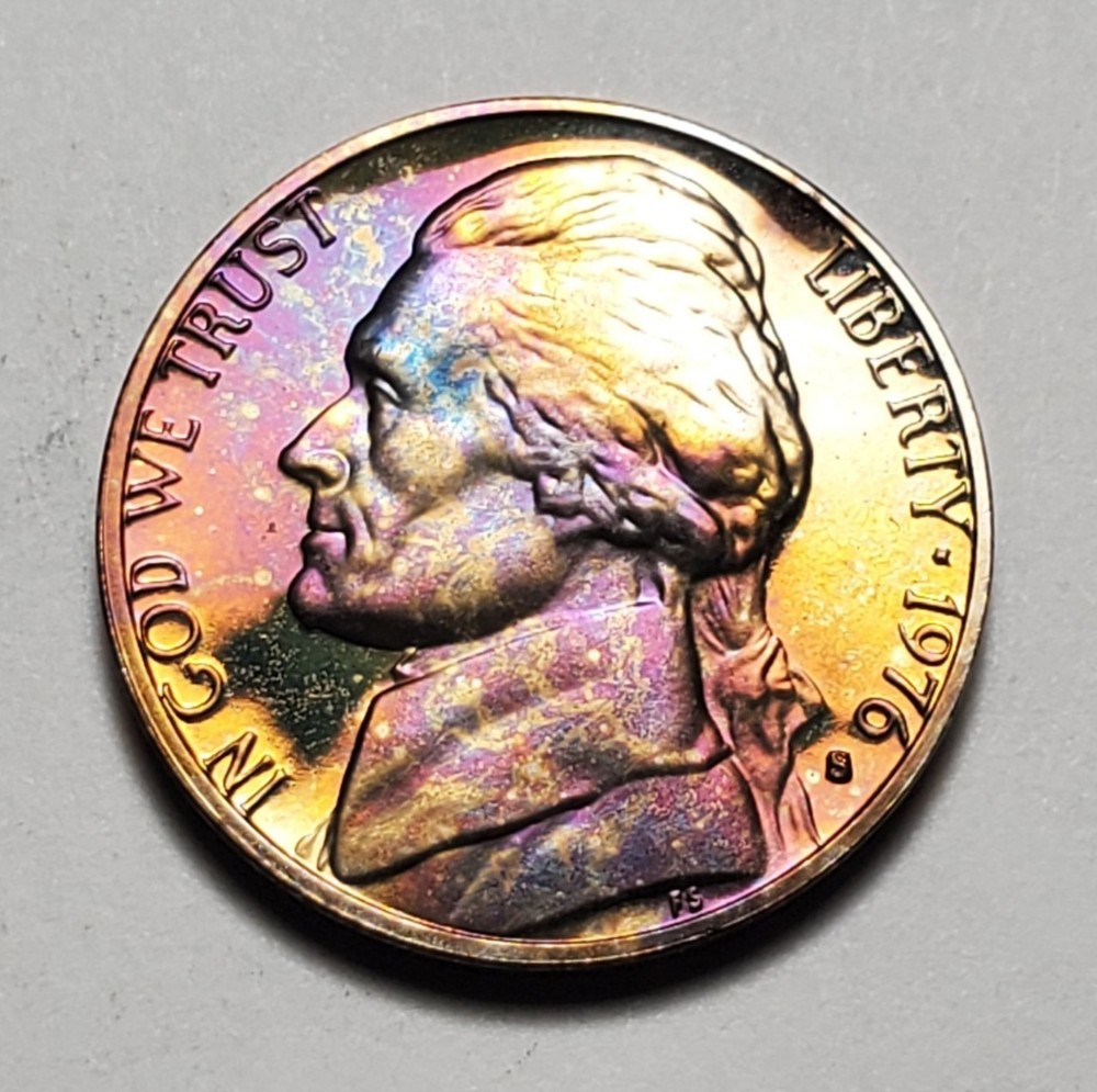 TONED 1976 S JEFFERSON NICKEL PROOF UNC #C9807