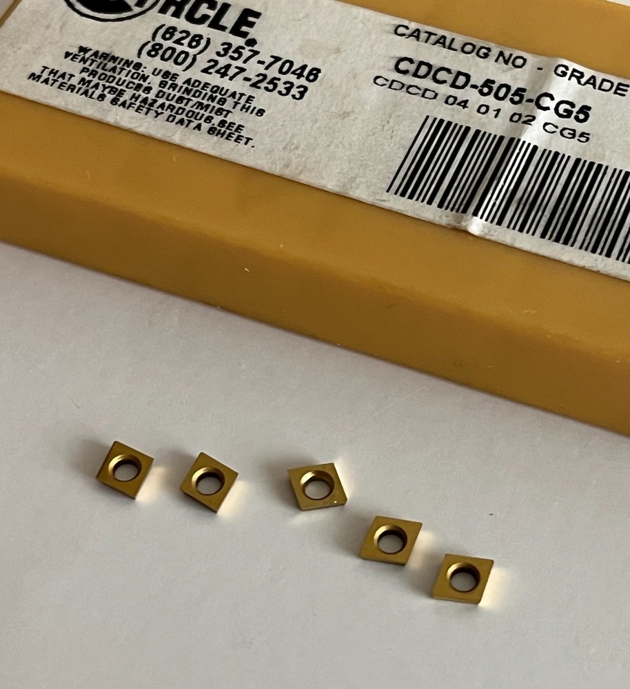 CIRCLE CARBIDE BORING BAR INSERTS CDCD-505-CG5 COATED GRADE SHOWN (5) INSERTS.