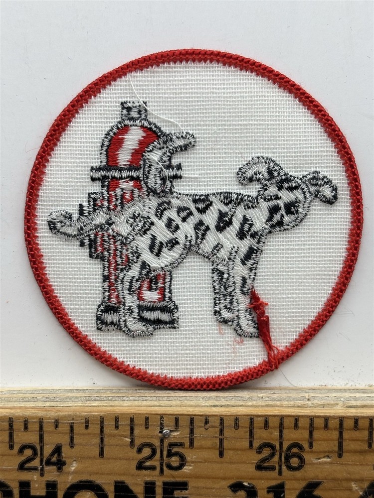 Dalmatian Dog Peeing on Fire Hydrant Shoulder Patch Vintage